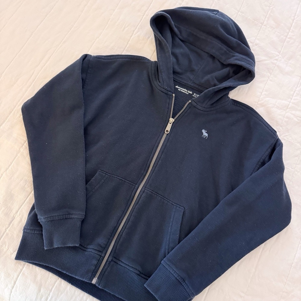 Abercrombie Kids Hoodie Navy Full Zip Relaxed Fit Boys Youth Size 11/12